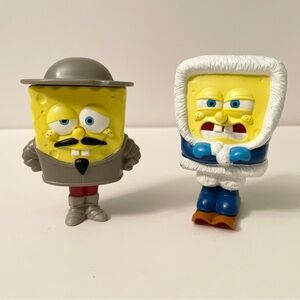 Vintage 2005 Spongebob Burger King Lost In Time Figures Lot of 2